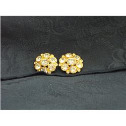 TWO GOLD TONE AND CLEAR RHINESTONE BUTTONS (L139-7)