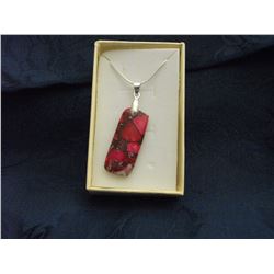 NATURAL SEA SEDIMENT JASPER PENDANT ON A .925 STAMPED BALE AND SNAKE CHAIN (L139-16)