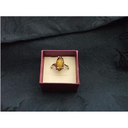 SILVERTONE NATURAL TIGERS EYE RING (L139-21)