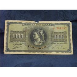 1942 GREEK 1000 DRACHMA BANK NOTE (L139-31)