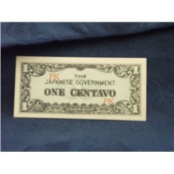 WWII JAPANESE 1 CENTAVOS NOTE (L139-32)