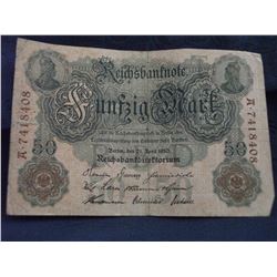 1910 GERMAN 50 MARK BANK NOTE (L139-34)