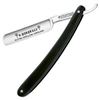 Image 1 : !NEW! Straight Razor, Black Handle, Steel Blade, 4/8" UPC Code: 788857018484