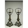 Pair of Patinated Wrought Iron Pricket Candlesticks, early 20th century...