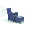 Image 1 : Purple Leather Upholstered Armchair with Ottoman, Wittmann Austria, c.1990...