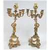 Pair of French marble & bronze figural candelabra