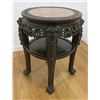 Image 2 : Chinese Carved Teak Table with Marble Inset