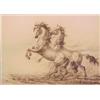 Image 1 : American School (20th Century), WILD HORSES, pastel on paper, 18 3/4 x 26", framed with glass....