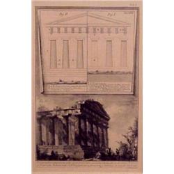 Antique Prints: F. Piranesi, SICILIAN RUIN, engraving, image 15 x 9 1/2", full margins, framed...