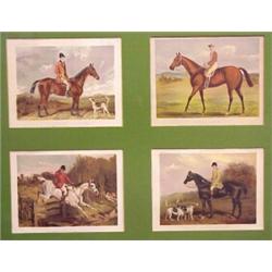 Antique Prints (four), SPORTING (Equestrian), four color lithographs, images 7 x 9", full margi...