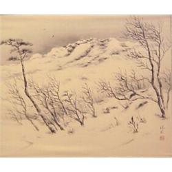 Asian School (20th Century), WINTER, watercolor on paper on silk, 18 x 22", stamped and signed...