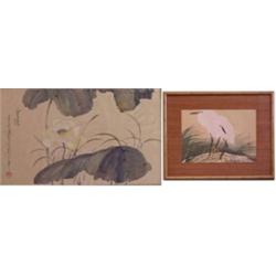 Asian School (20th Century), FLOWER, watercolor on paper, 14 1/2 x 24 1/2", stamped and signed...