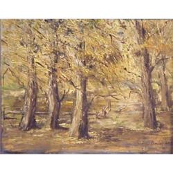 Clara Baier (20th Century) American, AUTUMN DAY, 1963, oil painting on canvas, 16 x 20", signed...