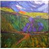 Image 1 : Fletcher Benton (b. 1931) American, VALLEY FALL, oil painting on canvas, 48 x 48 1/2", framed,...