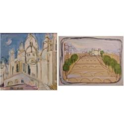 Bosco (20th Century) French, THE CATHEDRAL, oil painting on canvas, 24 x 24", signed upper left...