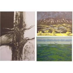 Robert Burkert? (20th Century), PINE; SPANISH HILLS, WILDFLOWERS, three color lithographs, each...