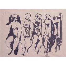 Hans Burkhardt (1904-2000) Swiss, FOUR WOMAN, 1956, lithograph, signed in pencil, sheet 13 3/4...