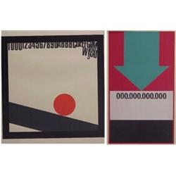 Eugenio Carmi (b. 1920) American, RED BALL, 1966; GREEN ARROW, 1965, two color screenprints, ea...