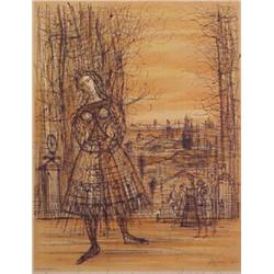 After Jean Carzou (b. 1907) French, STANDING WOMAN, 1965, color lithograph by Sorlier, signed i...