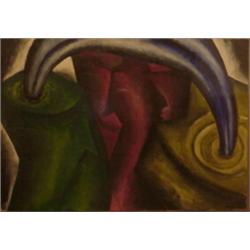 Marco Cingolani (b. 1959) Italian, ABSTRACT, 1984, acrylic painting on paper, , 27 x 38 1/2", s...