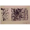 Image 1 : Pietro Consagra (b. 1920) Italian, UNTITLED, 1954, ink drawing on paper, image 7 1/2 x 16", sig...