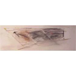 Contemporary School, BAR/THROUGH/FLOAT, FIELD #1, 1983, sketch for canvas work & wood construct...