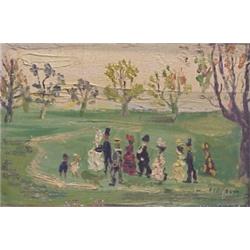 Gabriel Dauchot (b. 1927) French, WEDDING, oil painting on canvas, 7 1/2 x 10 1/2", signed lowe...
