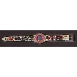 Decorative Arts: Sam Francis Watch, UNTITLED, Swatch watch, 7" length, in original case, batter...