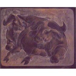 Erni (20th Century) Swiss, WATER BUFFALO, color lithograph, signed in pencil, from the numbered...