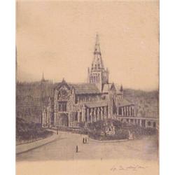 European School (19th Century), CATHEDRAL, etching, signed in pencil, image 6 1/4 x 5", framed...