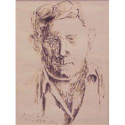 Pericle Fazzini (1913-1987) Italian, PORTRAIT, 1954, watercolor on paper, 15 3/4 x 12 , signed...