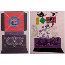 Tom Fricano (20th Century) American, SHIRE; GAME MACHINE, the first an color etching, signed in...