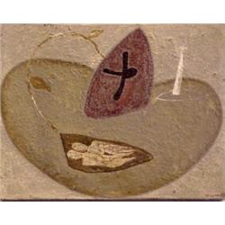 Theresa Gancedo (20th Century) Spanish, COUPLE, 1988, oil painting on canvas with sand, 10 1/2...