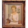 Image 1 : Italian School (20th Century), WOMAN WITH FLOWER, 1967, oil painting on canvas, 19 3/4 x 15 3/4...