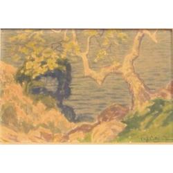 Roy James (1896- ) American, TREE ON CLIFF, 1925, watercolor on paper, 7 1/4 x 10 3/4", signed...