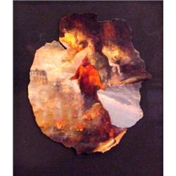 Kevin Kadar (20th Century), THE FLAMBED PERFECTIONIST, 1991, collaged acrylic painting on paper...
