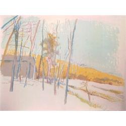 Wolf Kahn (b. 1927) American, BARN IN THE WOODS, 1985, color lithograph, signed in pencil, from...