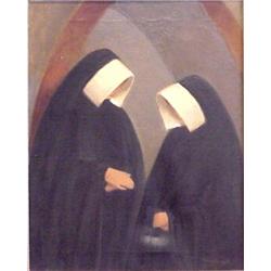 Demetrius Kakis (20th Century), TWO NUNS, oil painting on canvas, 20 x 16", signed lower right,...