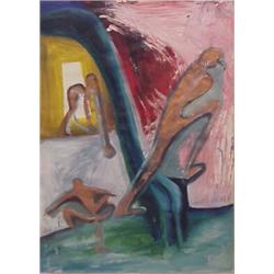 Clemons Kaletsch (b. 1957) Austrian, UNTITLED, 1983, oil painting on paper, 39 1/2 x 28", signe...