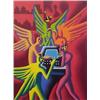 Image 1 : Mark Kostabi (b. 1960) American, RECEIVERS, 1994, oil painting on canvas, 48 x 36", signed lowe...
