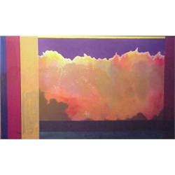 Ronnie Landfield (20th Century), INDIA, 1985, oil painting on canvas, 56 x 94", titled signed a...