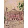 Image 1 : Rowe Langston (20th Century), PARIS SCENE, ink and watercolor on paper, 20 x 14", signed lower...