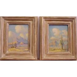 Thos L. Lewis (20th Century) American, TAOS LANDSCAPES, two oil paintings on canvas, each 8 x 6...