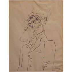 Stephen Longstreet (1907-2002) American, PORTRAIT OF GEORGE BERNARD SHAW, 1938, ink drawing on...