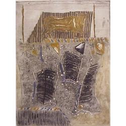 Louttre (b. 1926) French, UNTITLED, color etching, signed in pencil, from the numbered edition...