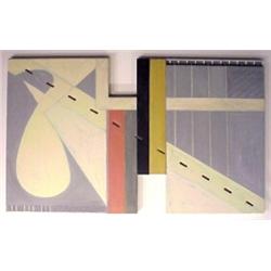 Nelson (20th Century) American, UNTITLED, acrylic painted wood construction, 45 1/2 x 68 1/2"....