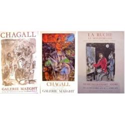 Poster: after Marc Chagall, MARC CHAGALL, GOUACHES ET LAVIS, Galerie Maeght, color lithograph e...