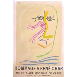 Poster: after Pablo Picasso, HOMMAGE A RENE CHAR, MUSEE D ART MODERN DE CERET, 1969, color lith...