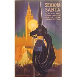 Poster: Travel (by Morell), SEMANA SANTA, 1941, color lithograph poster, signature and date in...