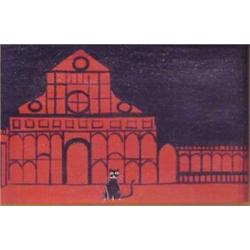 Poucette (b. 1935) French, LE CHAT, oil painting on canvas, 4 3/4 x 7", framed. Starting bid $2...